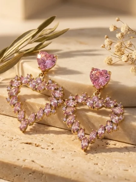 kolczyki serca krysztalki