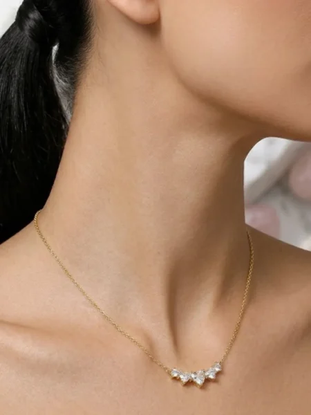 Naszyjnik DIAMOND SMILE 14K - CRYSTAL HEARTS