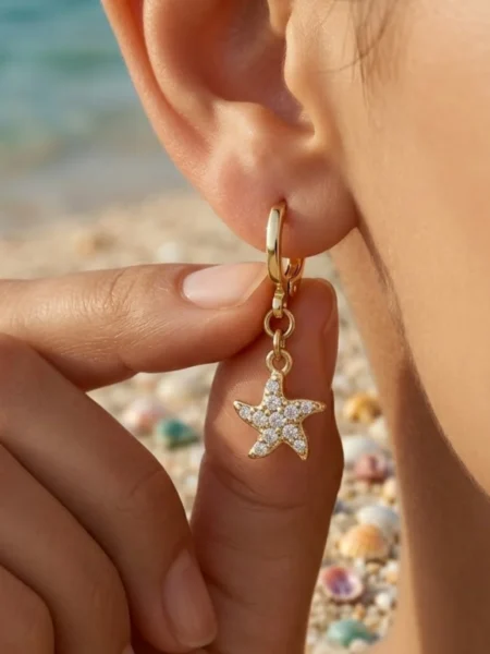 Kolczyki DIAMOND STARFISH 14K - OCEAN BREEZE
