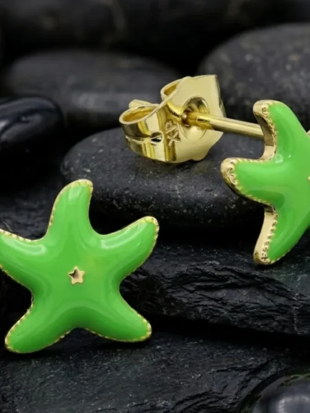 Kolczyki GREEN STARFISH - TROPICAL VIBE